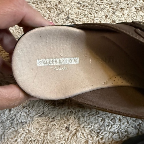 Clarks Brown Leather Mules - Picture 2 of 5